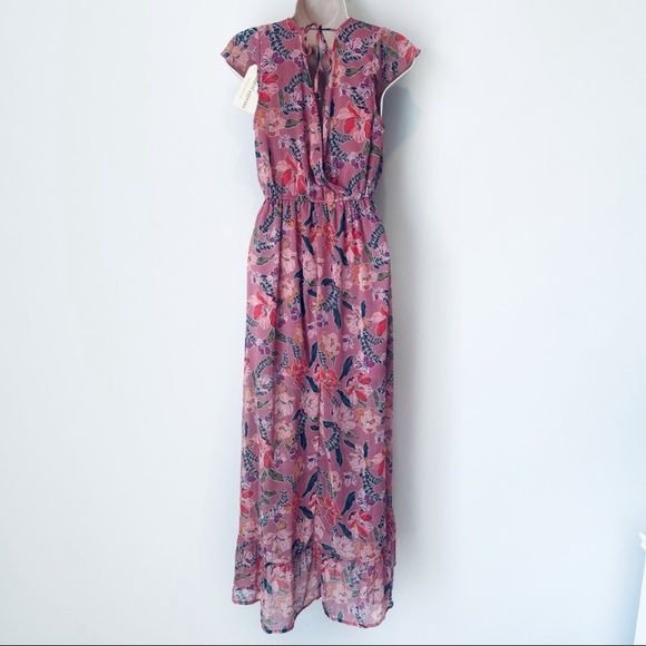 New! BAND OF GYPSIES midi floral midi dress Nwt floral faux wrap vneck - Picture 6 of 11